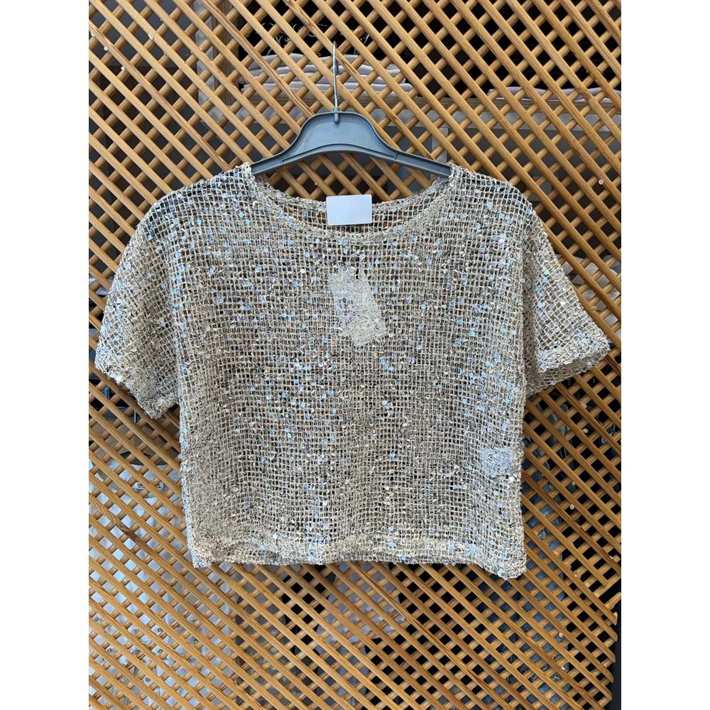 2319 ÇOCUK PAYETLİ KISA KOLLU FİLE BLUZ