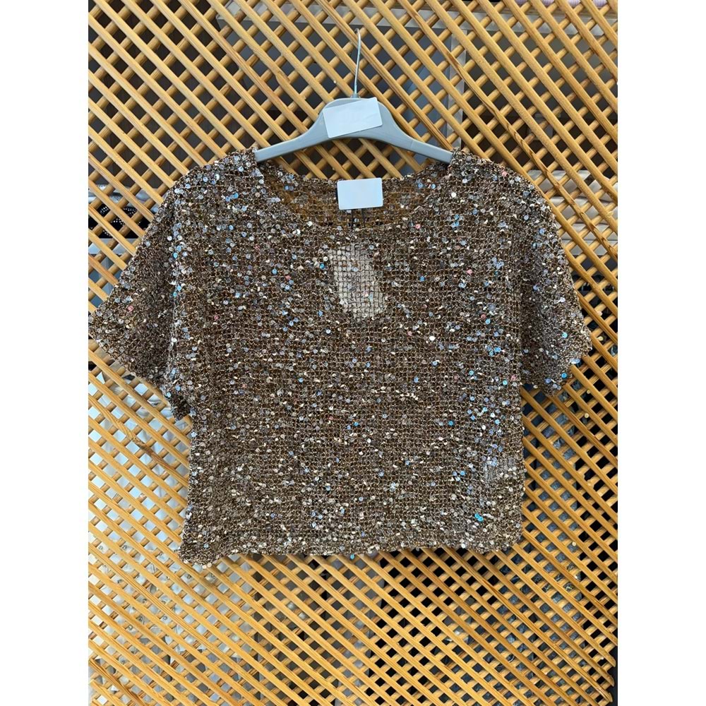 2319 ÇOCUK PAYETLİ KISA KOLLU FİLE BLUZ