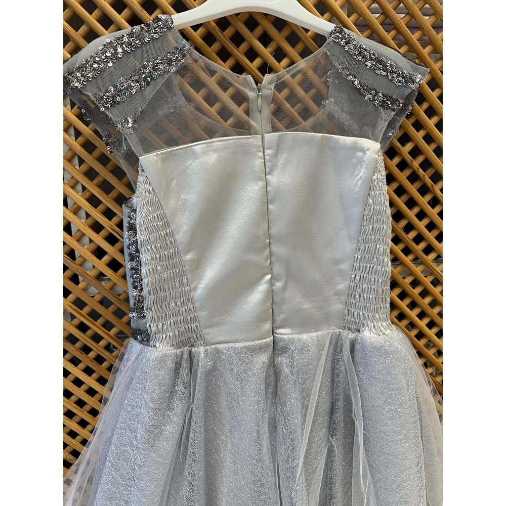 4662 ÇOCUK PAYETLİ KLOŞ ETEKLİ ABİYE ELBİSE