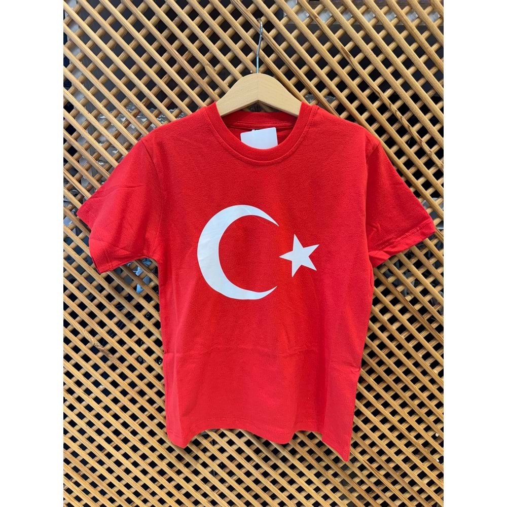 5951 ÇOCUK PAMUKLU PENYE AY YILDIZ BASKILI KISA KOLLU TİŞÖRT