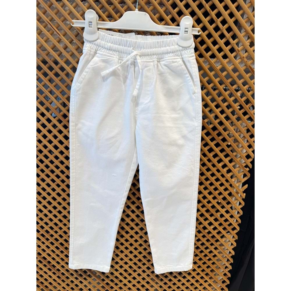 7723-7724 ÇOCUK PAMUKLU KUMAŞ BELİ LASTİKLİ PANTOLON