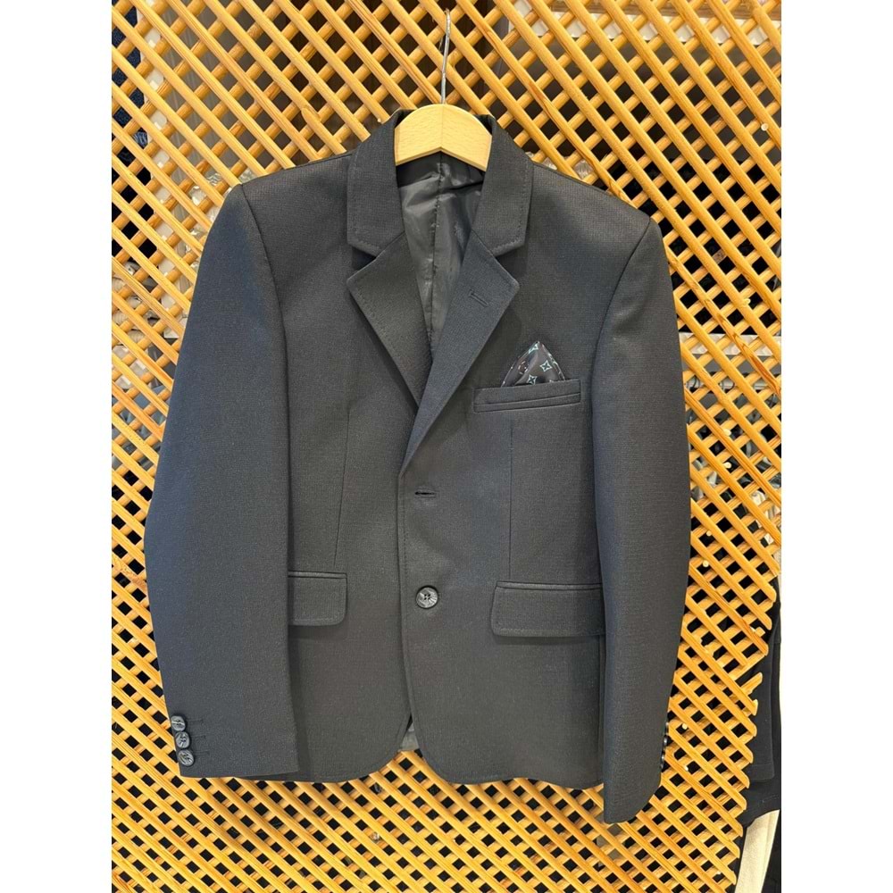 LKS606 ÇOCUK SLİM FİT SPOR KESİM ÇİFT YIRTMAÇ KUMAŞ BLAZER CEKET