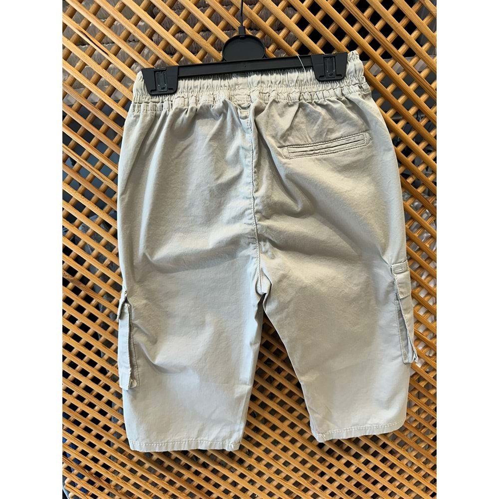 J8560914 ÇOCUK İNCE DOKUMA KUMAŞ KARGO CEPLİ ŞORT