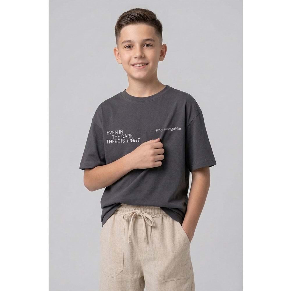 7780 ÇOCUK ÖNÜ VE ARKASI YAZILI BASKILI TİŞÖRT