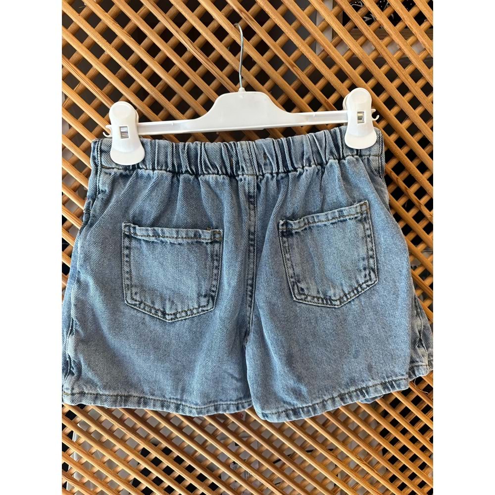 58714 ÇOCUK KAPAKLI DÜĞME DETAY KOT ŞORT ETEK