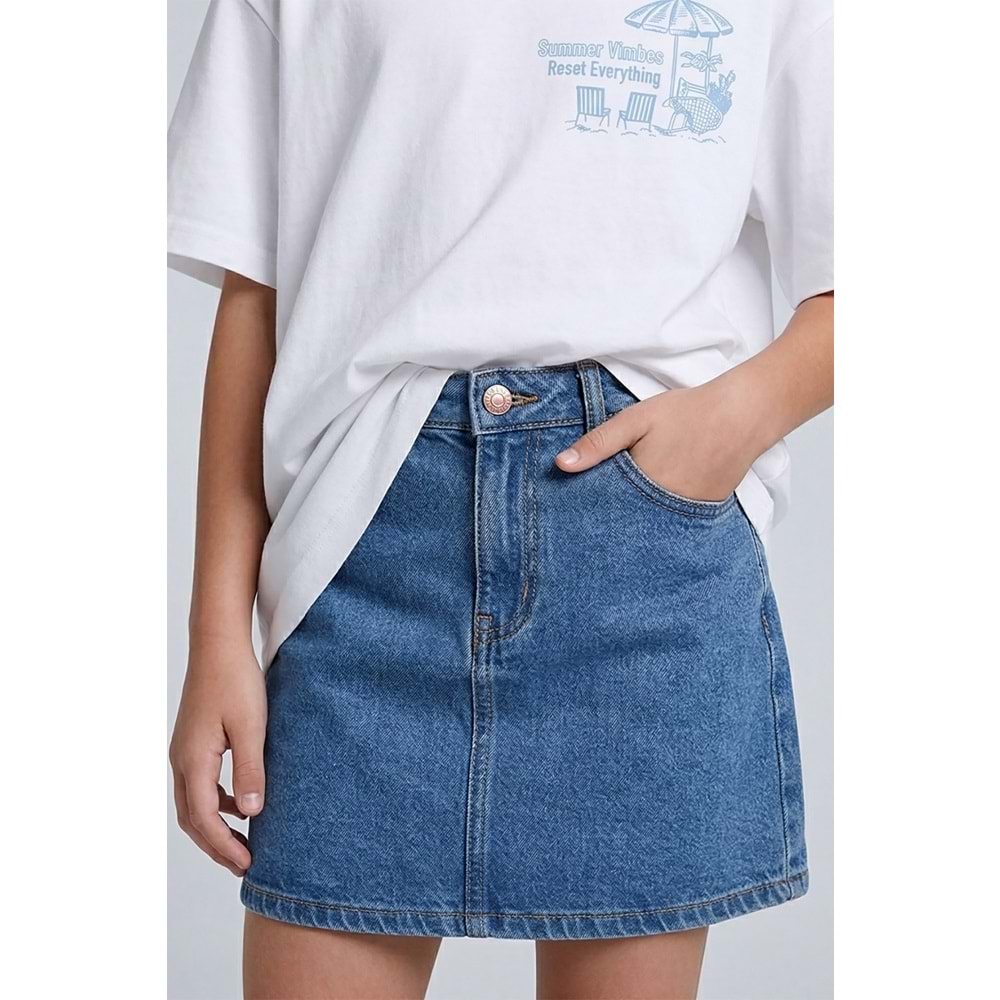 0754-0755 ÇOCUK BELDEN AYARLI KOT ŞORT ETEK