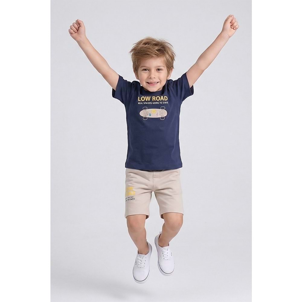 7773 ÇOCUK PENYE SIRTI BASKILI ŞORTLU TAKIM