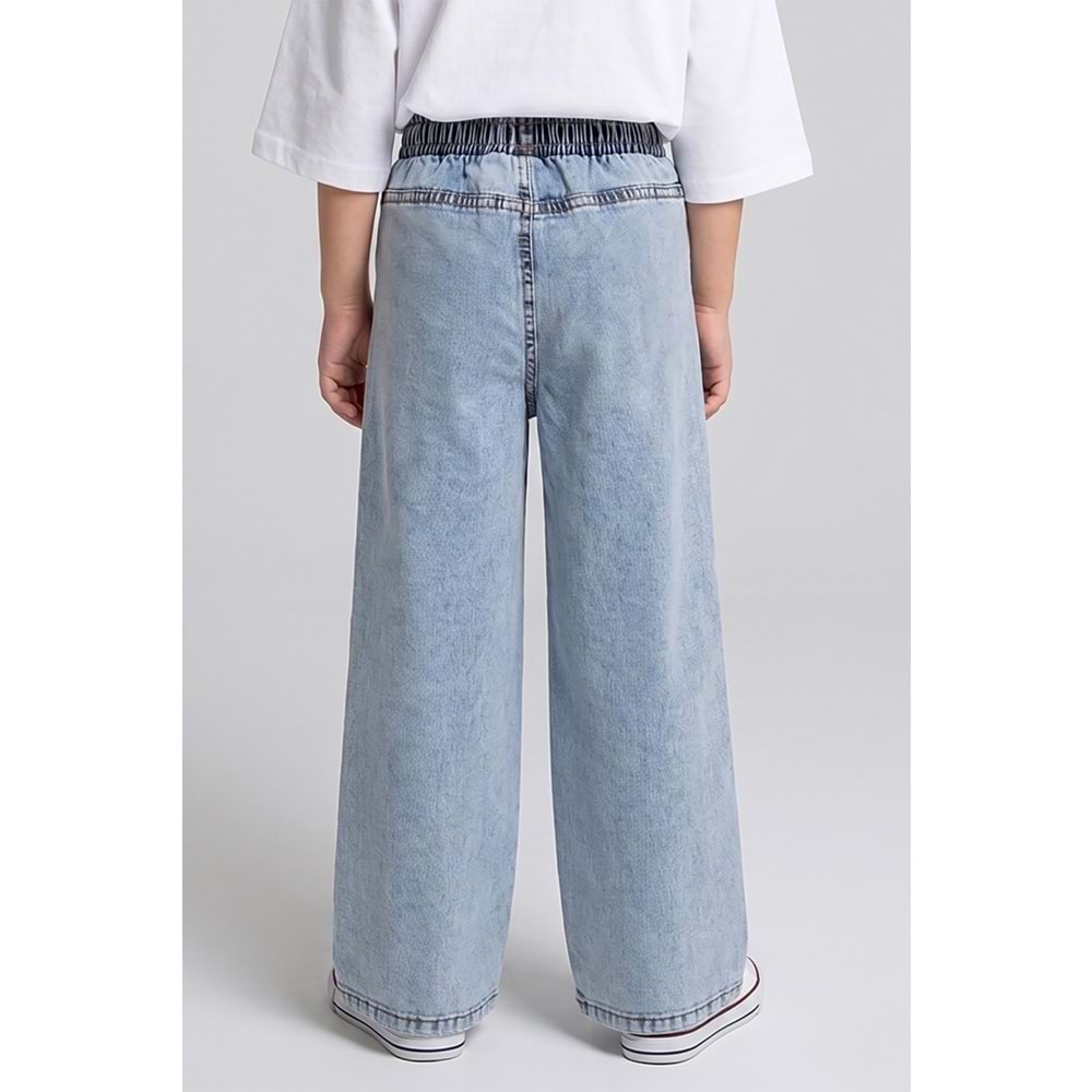 0060 ÇOCUK PAMUKLU BELİ LASTİKLİ BOL PAÇA KOT PANTOLON