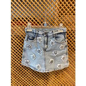 0697 ÇOCUK YILDIZ NAKIŞLI ŞORT ETEK