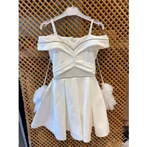 838 ÇOCUK TAŞLI OMUZ DETAYLI ELBİSE