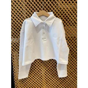 225271 ÇOCUK ÖNDEN DÜĞMELİ YAKALI OVERSİZE CROP SWEAT - PD KIDS