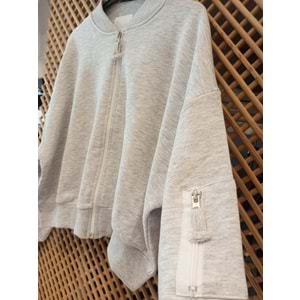 225273 ÇOCUK FERMUARLI PAMUK KOTON OVERSİZE SWEAT HIRKA