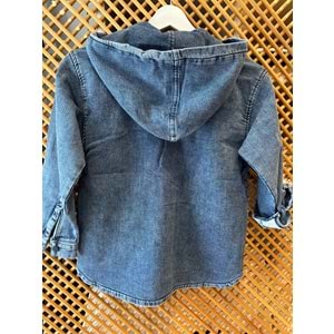 24143 ÇOCUK KAPŞONLU ESNEK YUMUŞAK KOT CEKET GÖMLEK