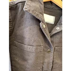 23200 ÇOCUK KOLLARI ÖNÜ TAŞLI KOT CEKET - PD KIDS