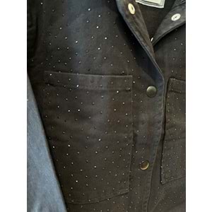 23200 ÇOCUK KOLLARI ÖNÜ TAŞLI KOT CEKET - PD KIDS