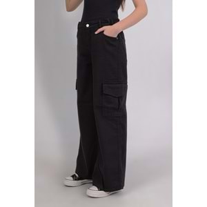 411 ÇOCUK KARGO CEPLİ KOT PANTOLON - ÇOCUK - SİYAH - 9/10