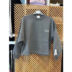 124247 ÇOCUK KOLU APLİKELİ İÇİ ŞARDONLU OVERSİZE SWEAT