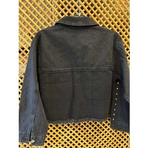 9941 ÇOCUK YILDIZ TROK BASKILI ETEĞİ PÜSKÜLLÜ KOT CEKET