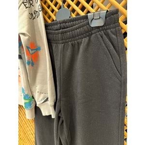 4054 ÇOCUK KAPŞONLU BASKILI SWEAT VE DÜZ ALT TAKIM