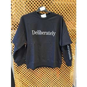 124230 ÇİFT KOLLU NAKIŞLI OVERSİZE SWEAT