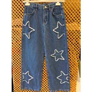 J11701 ÇOCUK YILDIZ APLİKELİ BOL PAÇA PANTOLON