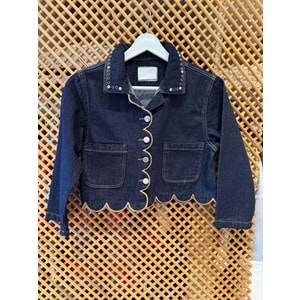 26105 ÇOCUK YAKA VE ETEK UCU DETAYLI KOT CEKET