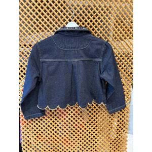 26105 ÇOCUK YAKA VE ETEK UCU DETAYLI KOT CEKET