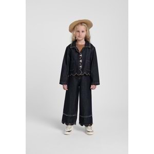 26105 ÇOCUK YAKA VE ETEK UCU DETAYLI KOT CEKET