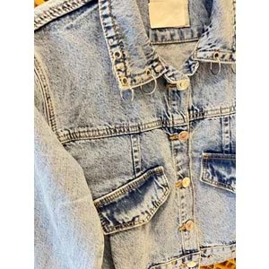 26135 ÇOCUK ZIMBA DETAYLI KOT CEKET