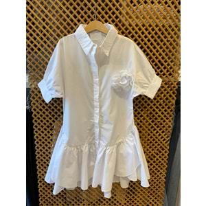 70825 ÇOCUK ÇIKARTILABİLİR GÜL DETAYLI GÖMLEK ELBİSE