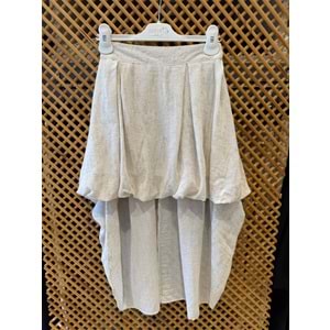 75840 ÇOCUK KETEN ARKA BELİ LASTİKLİ ÖNÜ KISA ARKASI UZUN ETEK