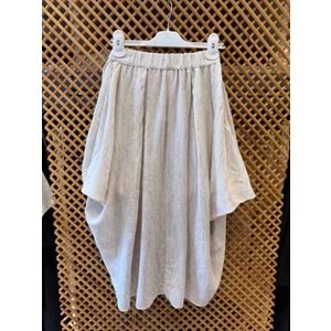 75840 ÇOCUK KETEN ARKA BELİ LASTİKLİ ÖNÜ KISA ARKASI UZUN ETEK