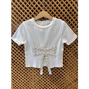 75839 ÇOCUK ÖNÜ TAŞLI FİYONK DETAYLI TİŞÖRT