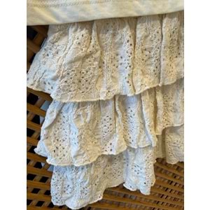 70748 ÇOCUK FİSTOLU FIRFIRLI ETEK VE DENİZ KABUĞU AKSESUARLI TİŞÖRT TAKIM