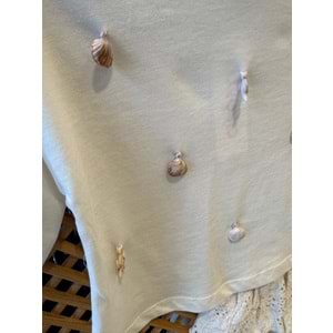 70748 ÇOCUK FİSTOLU FIRFIRLI ETEK VE DENİZ KABUĞU AKSESUARLI TİŞÖRT TAKIM