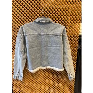 31702 ÇOCUK TAŞ DETAYLI KOT CEKET