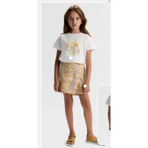 51305-31312 ÇOCUK ÇİÇEK DESENLİ DOKUMA ŞORT ETEKLİ TAKIM