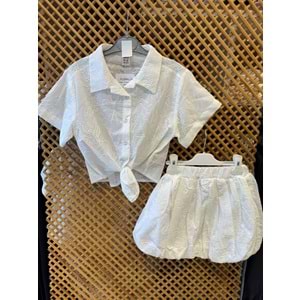 0789 ÇOCUK BAĞLAMALI GÖMLEK BALON ETEK TAKIM