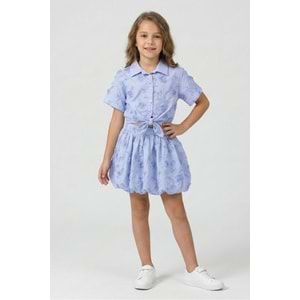 0789 ÇOCUK BAĞLAMALI GÖMLEK BALON ETEK TAKIM