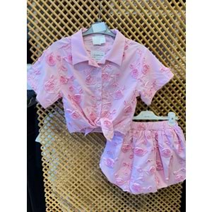 0789 ÇOCUK BAĞLAMALI GÖMLEK BALON ETEK TAKIM