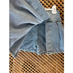 58714 ÇOCUK KAPAKLI DÜĞME DETAY KOT ŞORT ETEK