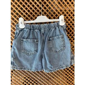 58714 ÇOCUK KAPAKLI DÜĞME DETAY KOT ŞORT ETEK