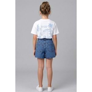 0754-0755 ÇOCUK BELDEN AYARLI KOT ŞORT ETEK