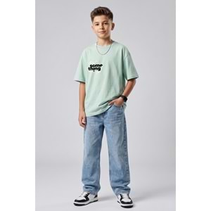 7779 ÇOCUK SIRT BASKILI MİNT RENGİ TİŞÖRT