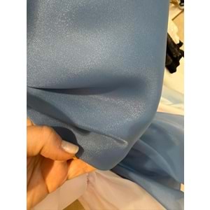 5609-KUYRUKLU ORGANZE KUMAŞ İNDİGO RENGİ ÇOCUK ABİYE ELBİSE