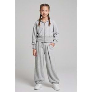 9986-9977 KAPÜŞONLU CROP HIRKA VE PİLELİ PAÇA LASTİKLİ SALAŞ ALT TAKIM