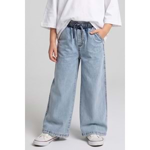 0060 ÇOCUK PAMUKLU BELİ LASTİKLİ BOL PAÇA KOT PANTOLON