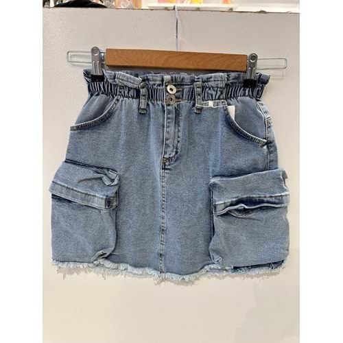 CK30909 KARGO CEPLİ KOT ETEK 8/14