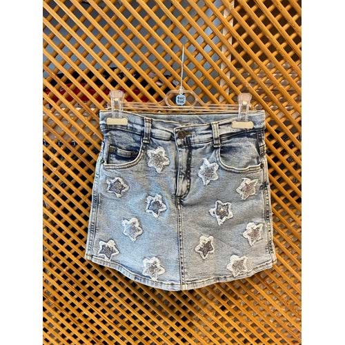 0697 ÇOCUK YILDIZ NAKIŞLI ŞORT ETEK