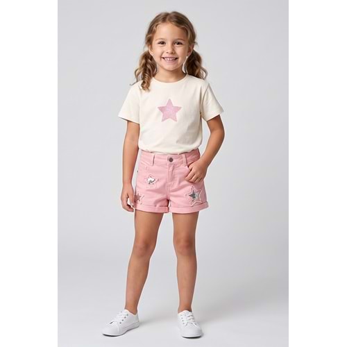 0686 ÇOCUK YILDIZLI KOT ŞORT